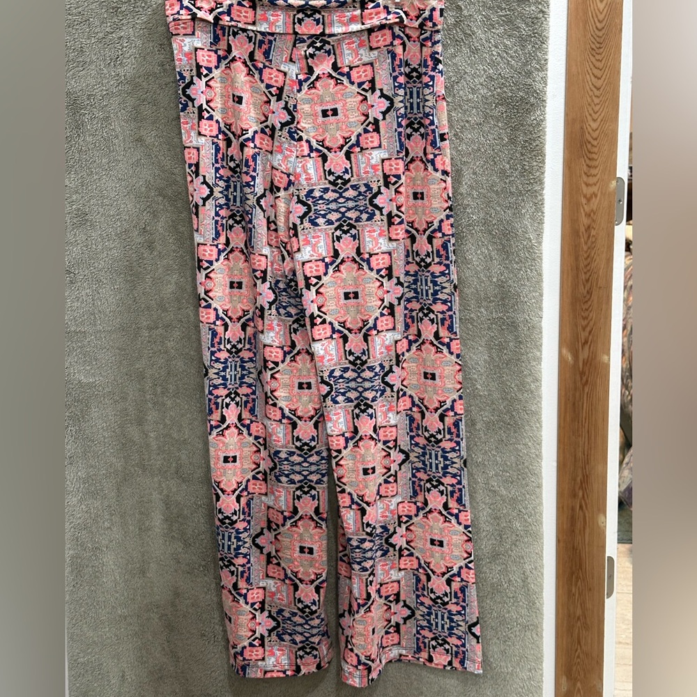 Just Be Geometric Pink and Blue Wide Leg Pants